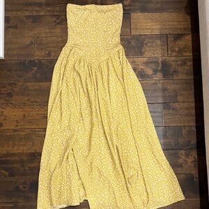 RESA Mustard Floral Strapless Dress